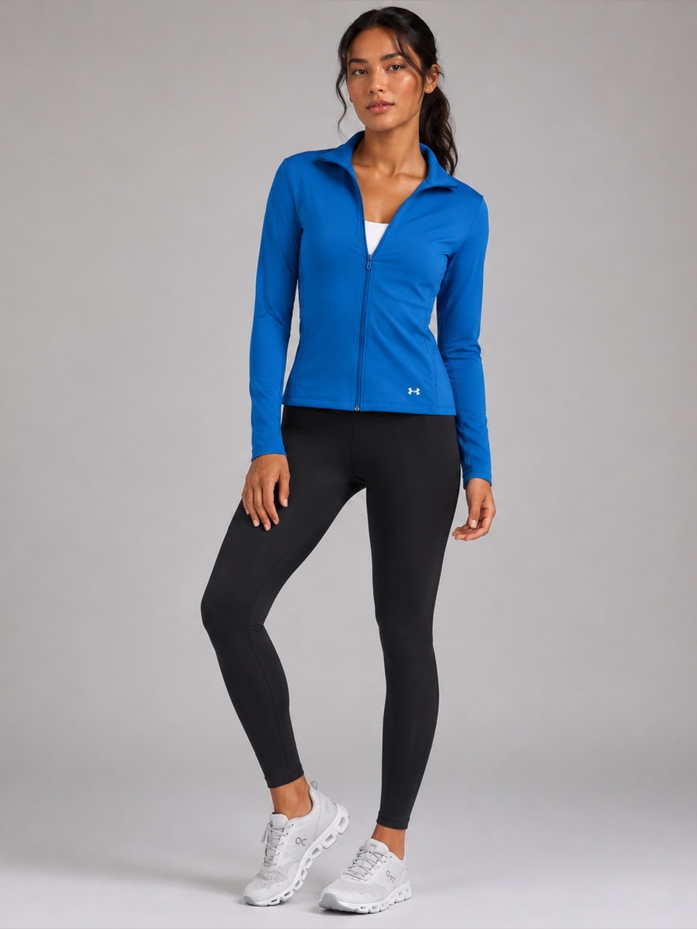 Under Armour Blue Zip Track Jacket Womens XL 2XL‎ Athletic Stretch Gym Running